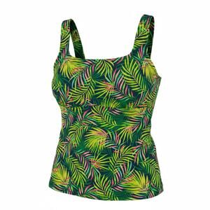 LANDS' END Square Neck Underwire Tankini BALTIC TEAL MULTI PALM - Size 10 DDD